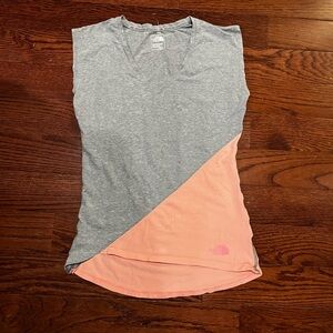 The North Face Gray and Pink Muscle Tee